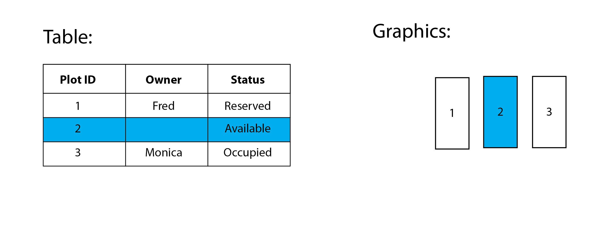a GIS is made up of graphics and a records in an associated table